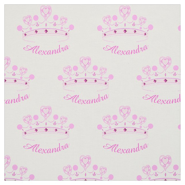 Tissu Princesse rose Crown Custom Name (Échantillon)