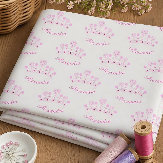 Tissu Princesse rose Crown Custom Name (Créateur téléchargé)