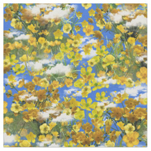 Tissu Printemps fleurs Butercup dans les nuages