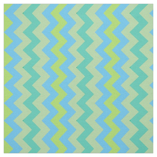 Tissu Printemps Sunshine Chevron Motif Bleu Vert Jaune (Échantillon)