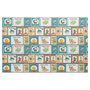 Tissu Produits vintages en conserve-étiquettes de fruits