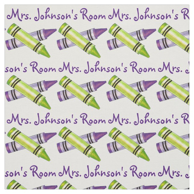 Tissu Professeur d'art à l'école de Crayons violets pers (Échantillon)