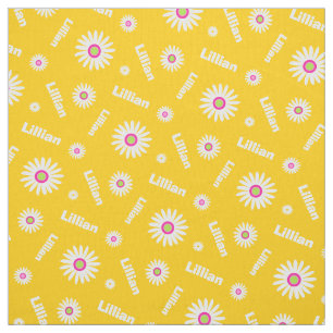 Tissu Profil de nom jaune personnalisé de marguerite