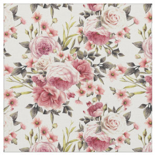 Tissu Profusion de rose de rose - arrière - plan blanc