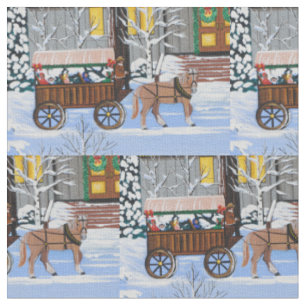 Tissu Promenade en chariot de Noël