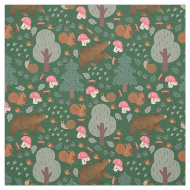 Tissu Promenez-vous dans les bois sur Hunter Green (Échantillon)