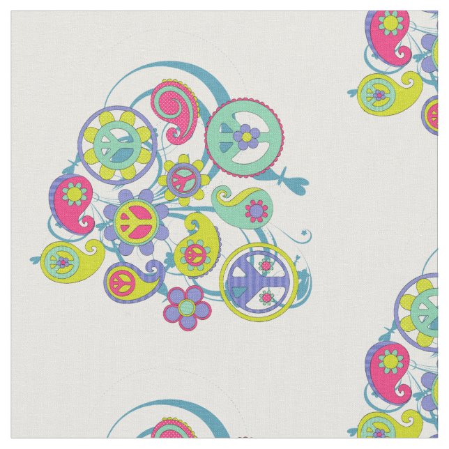 Tissu Psychedelic Paisley Peace Bouquet (Fermer)