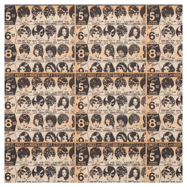Tissu publicité de perruque du début des années 70 (Échantillon)