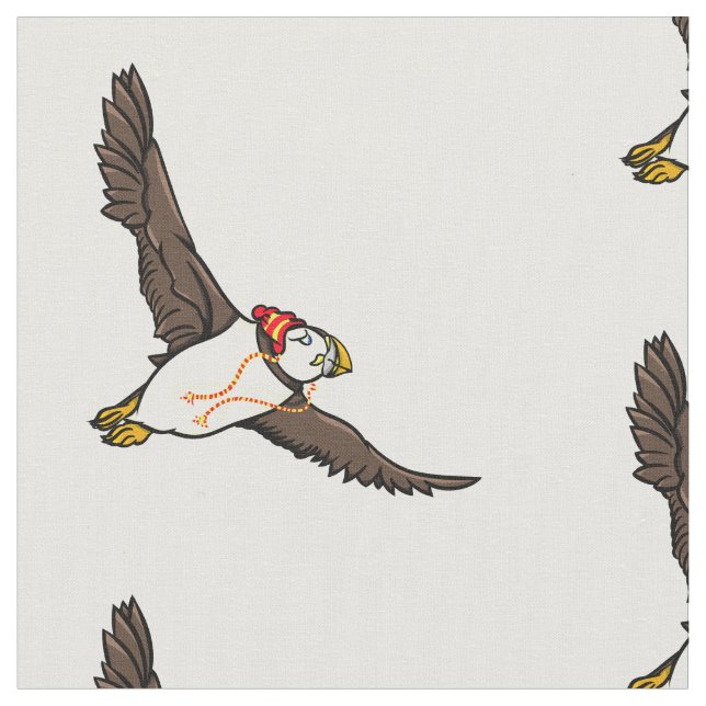 Tissu Puffin Portant Un Casquette Un Casquette Cousu (Fermer)