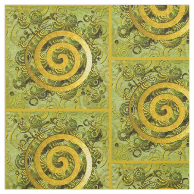 Tissu Puissance de guérison Spiral or vert + vos idées (Échantillon)