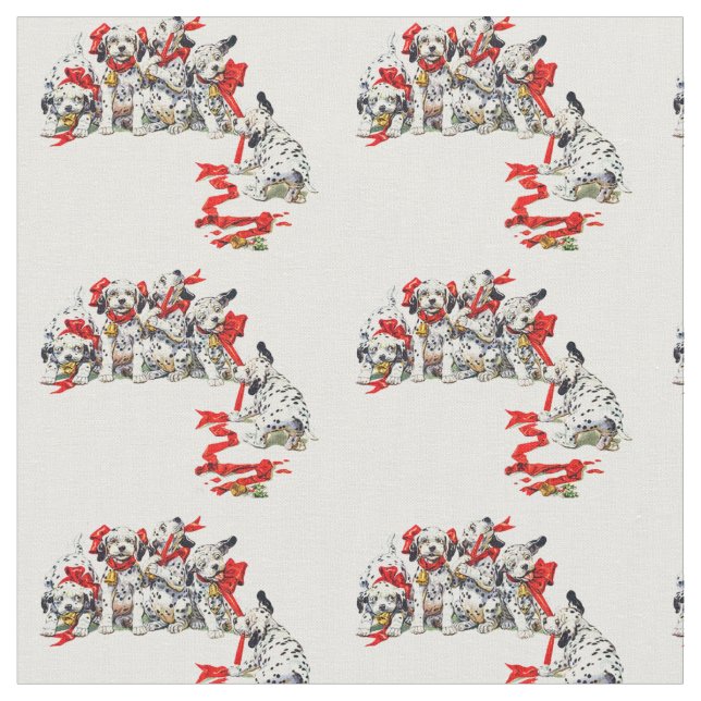Tissu Pups dalmate avec ruban de vacances (Fermer)