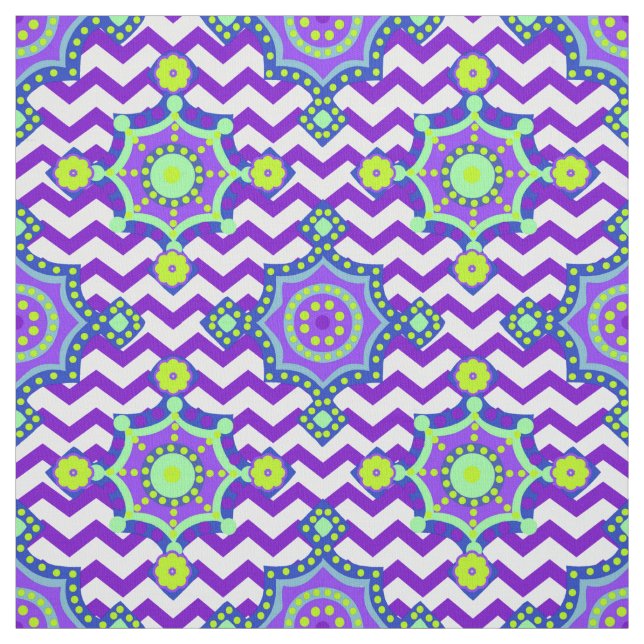 Tissu Purple Bright Boho Chevron | Couleurs du carnaval (Échantillon)