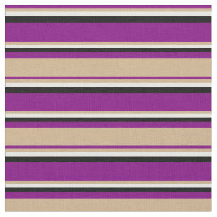 Tissu Purple, Tan, Crème à la menthe et Motif noir