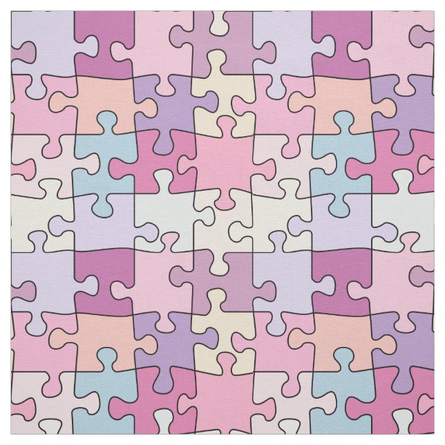 Tissu puzzle rose pastel coloré motif (Échantillon)