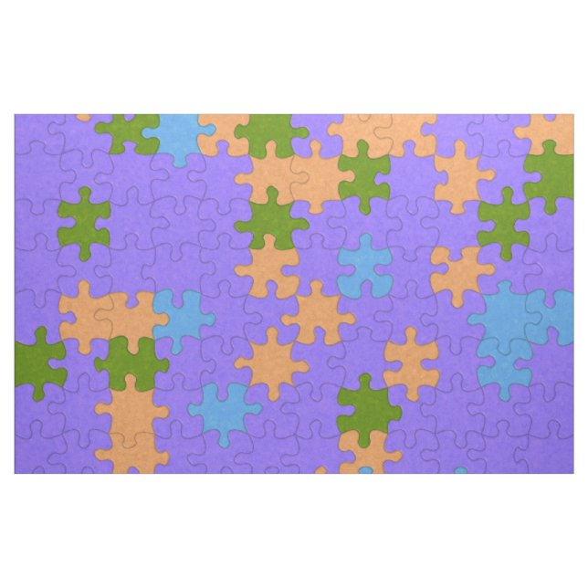 Tissu Puzzle violet, vert, orange et bleu (Yard)