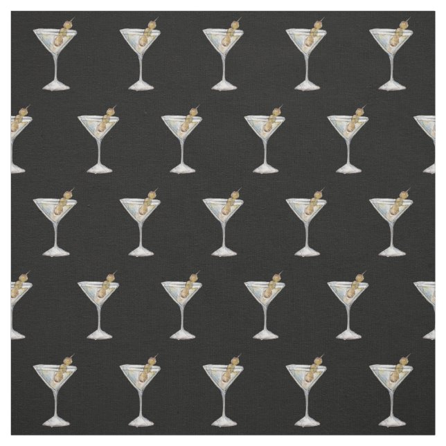 Tissu Quarantini Cocktail Motif face noir (Échantillon)
