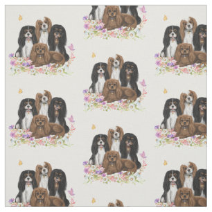 Tissu Quatre Espagnols du roi Charles Cavalier en fleurs