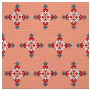 Tissu Quatre points Mandala, Coral, Grey / Grey et Rouge