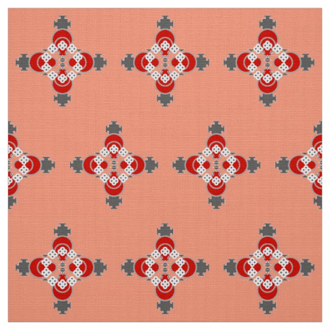 Tissu Quatre points Mandala, Coral, Grey / Grey et Rouge (Échantillon)