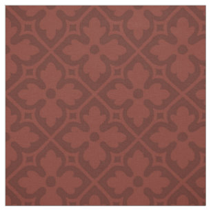 Tissu Quatrefeuilles néo-gothiques, brique rouge foncé