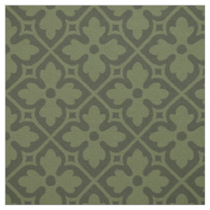 Tissu Quatrefeuilles néo-gothiques, vert loden
