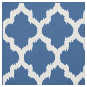 Tissu Quatrefoil blanc Ikat et Arrière - plan bleu perso