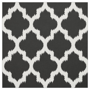 Tissu Quatrefoil blanc Ikat et Arrière - plan noir perso