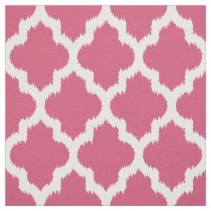 Tissu Quatrefoil blanc Ikat et Arrière - plan rose perso