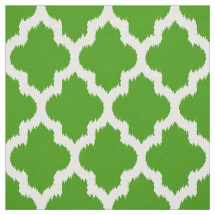 Tissu Quatrefoil blanc Ikat et Arrière - plan vert perso