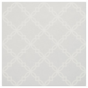 Tissu Quatrefoil Marocain, gris clair et blanc