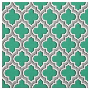Tissu Quatrefoil marocain gris foncé Jade Green #5DS