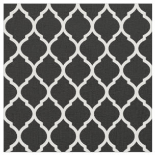 Tissu Quatrefoil marocain noir et blanc