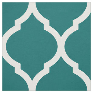 Tissu Quatrefoil Marocain Turquoise foncé Grande échelle
