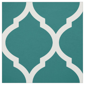 Tissu Quatrefoil Marocain Turquoise foncé Grande échelle
