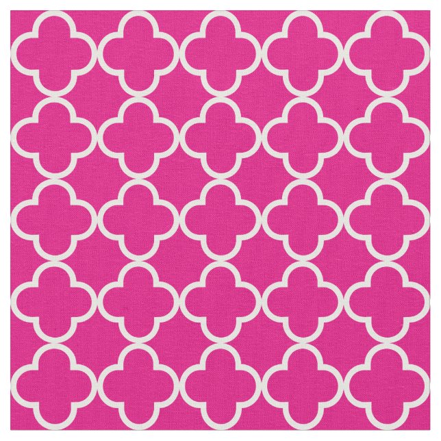 Tissu Quatrefoil simple rose et blanc chaud (Fermer)