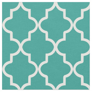 Tissu Quatrefoil turquoise vert marocain