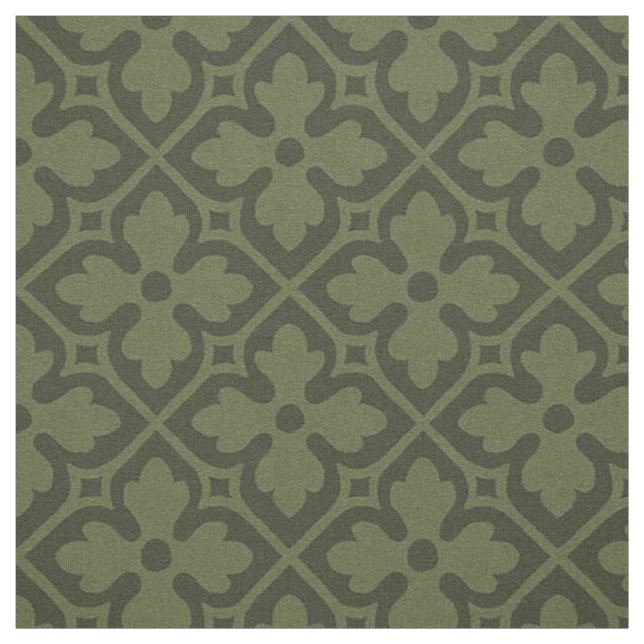 Tissu Quatrefoils de renouveau gothique, vert loden (Échantillon)
