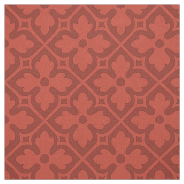 Tissu Quatrefoils de style néogothique, brique rouge (Échantillon)