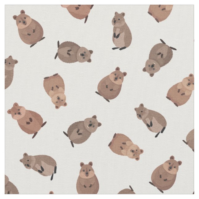 Tissu Quokkas illustrés sur fond blanc (Fermer)