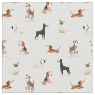 Tissu Races de chiens pattes amour Toutous