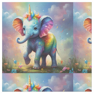 Tissu Radiant Merveilles : Le Rainbow Baby Unicorn Eleph