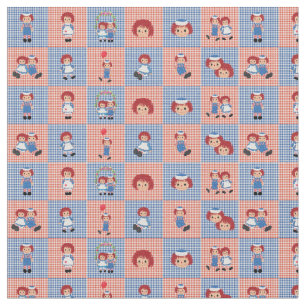 Tissu Raggedy Ann et Andy En vichy sur Checkerboard
