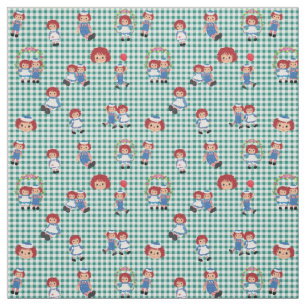 Tissu Raggedy Ann et Andy sur Green En vichy