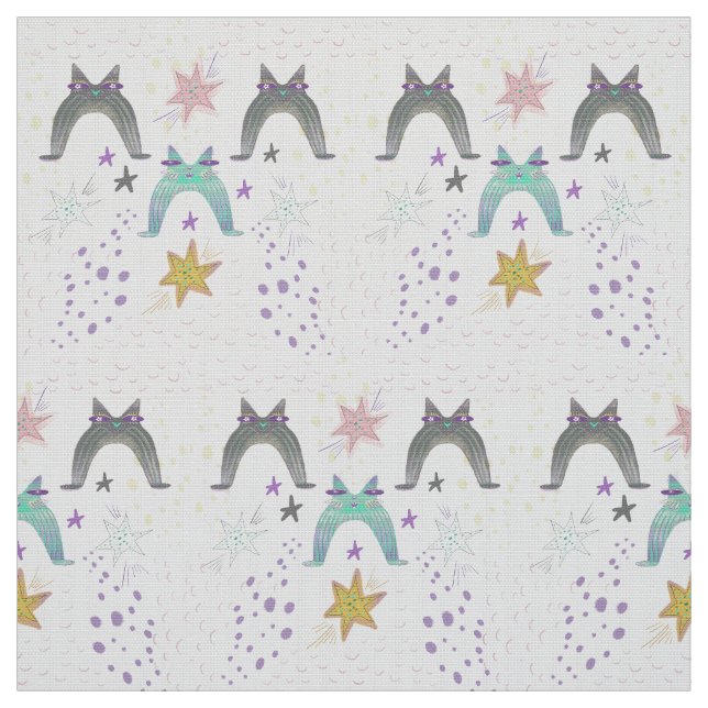Tissu rainbow cat art (Échantillon)