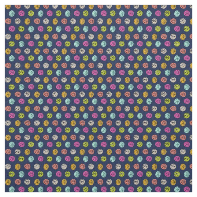Tissu Rainbow Confetti Polka Dot Party on Navy (Échantillon)