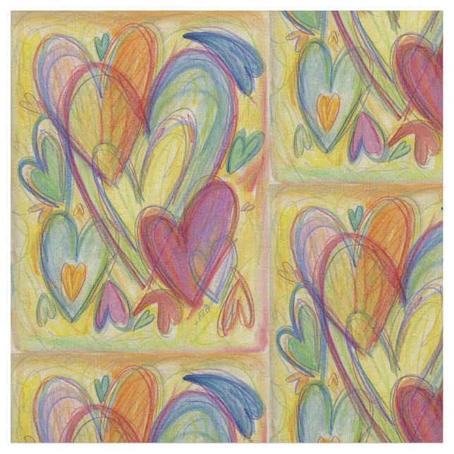 Tissu Rainbow Hearts Love Art Fabric Material (Fermer)