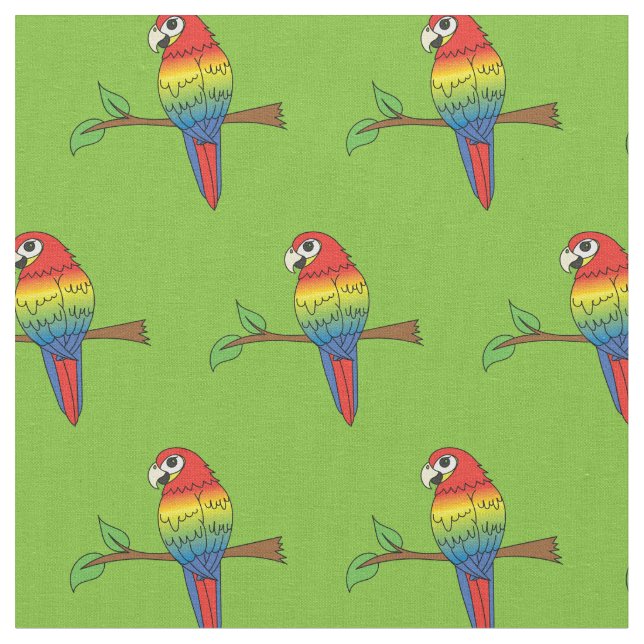 Tissu Rainbow Macaw Parrots mignons Oiseaux (Fermer)