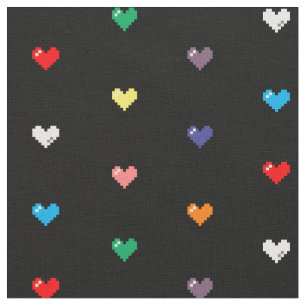 Tissu Rainbow Pixel Hearts par Sagan et Loki