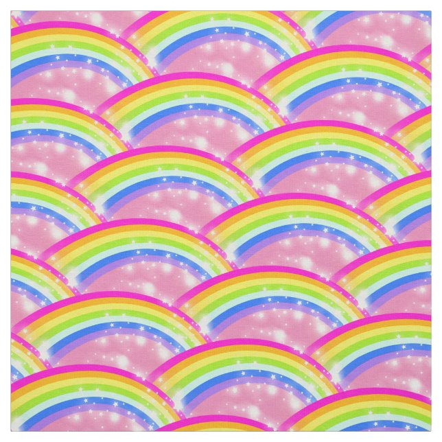 Tissu Rainbow stars rose ciel répéter motif (Échantillon)