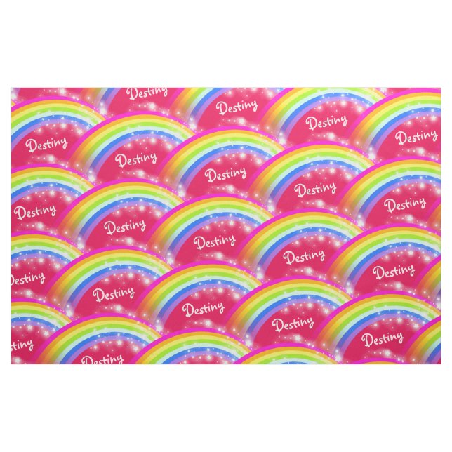 Tissu Rainbow stars rouge nom personnalisé motif de répé (Fat Quarter)